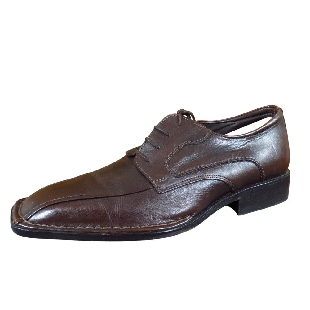 Alfani Men Derby Dress Shoes Size 10 Formal Business Square Toe Brown Leather‎